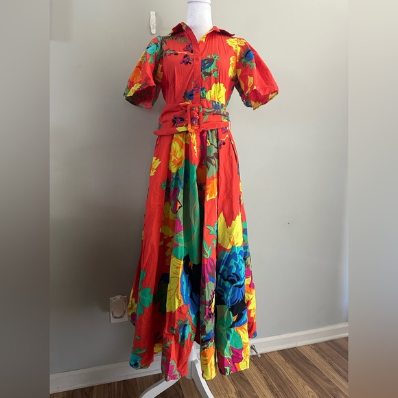 Christopher John Rogers X Target Maxi Floral Puff Sleeve Shirtdress Size 0 - Picture 4 of 12